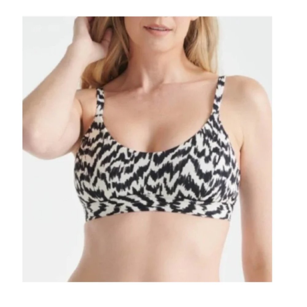 knix Black and White Printed Bikini Top NWOT